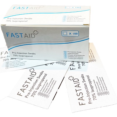 100 x Fastaid 70% Alcohol Swabs Screen Hand Wipes 30x60mm (Individually Wrapped)